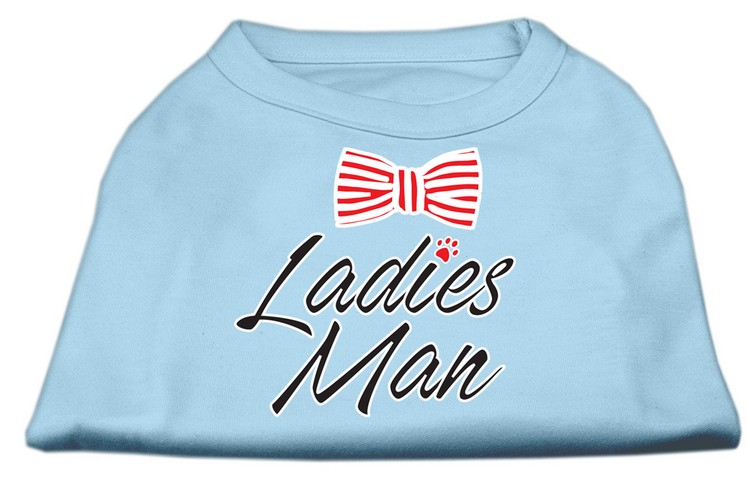 Ladies Man Screen Print Dog Shirt Baby Blue XS